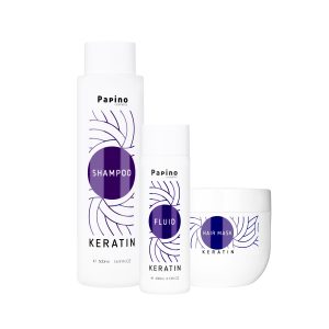 Серия Кератин шампоан маска за коса флуид Papino cosmetics малък комплект